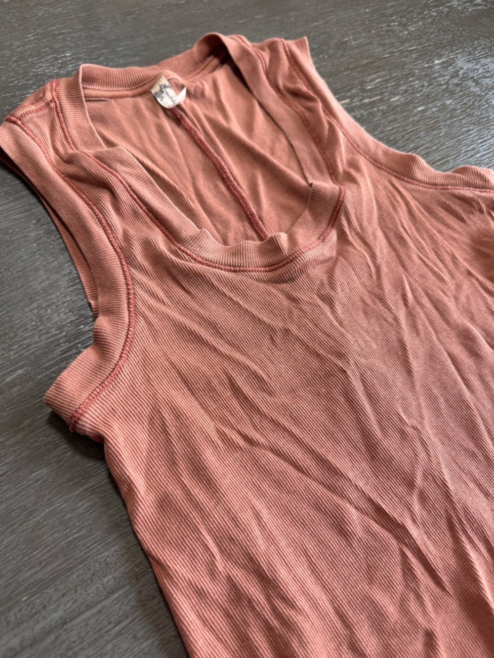 Free People Burnt Orange Ribbed Intimately Tank Top Shirt M - Picture 4 of 9
